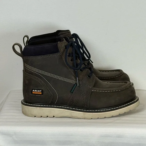 Ariat Rebar Wedge Moc Toe Waterproof Leather Work Boots Women’s Size 8B - Picture 4 of 12
